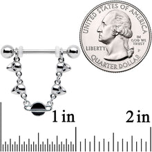 Load image into Gallery viewer, 14G 9/16 Black Planet Saturn Alien Dangle Barbell Nipple Ring Set