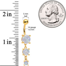 Load image into Gallery viewer, White Gem Gold Tone Triple Drop Dangle Belly Ring