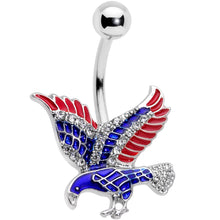 将图片加载到图库查看器,Clear Gem Red Blue Patriotic USA Eagle Belly Ring