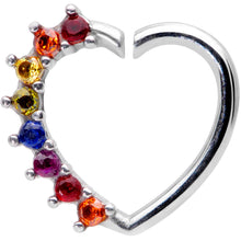 将图片加载到图库查看器,16G 5/16 Rainbow Gem Pride Heart Right Ear Closure Ring