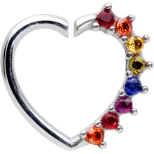 将图片加载到图库查看器,16G 5/16 Rainbow Gem Pride Heart Left Ear Closure Ring
