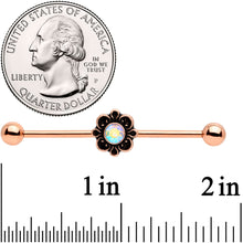 Load image into Gallery viewer, 14G Aurora Gem Rose Gold Tone Flower Industrial Barbell 38mm