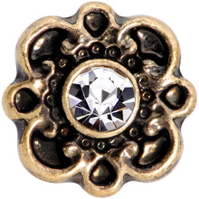 Load image into Gallery viewer, 16G 1/4 Clear Gem Gold Tone Flower Emblem Tragus Cartilage Earring