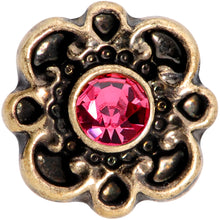 Load image into Gallery viewer, 16G 1/4 Pink Gem Gold Tone Flower Emblem Tragus Cartilage Earring