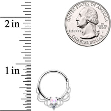 Load image into Gallery viewer, 14G 9/16 White Faux Opal Fancy Nipple Ring Set