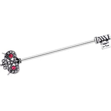Load image into Gallery viewer, 14G Pink Clear Gem Royal Owl Key Industrial Barbell 38mm