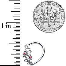 Load image into Gallery viewer, 16G 3/8 Pink Gem Vine Half Heart Right Ear Closure Ring