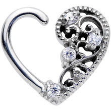 Load image into Gallery viewer, 16G 3/8 Clear CZ Gem Art Deco Left Heart Closure Ring
