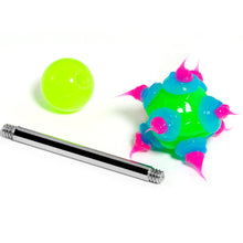 Load image into Gallery viewer, Green Pink Neon Silicone Spike Barbell Tongue Ring