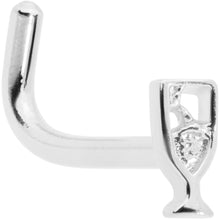 Load image into Gallery viewer, 18G 5/16 New Years Champagne L Shaped Nose Ring