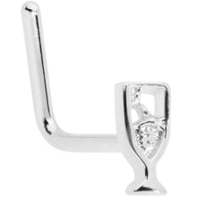 Load image into Gallery viewer, 22G 5/16 New Years Champagne L Shaped Nose Ring