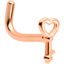 Load image into Gallery viewer, 18G 5/16 Rose Gold Tone Key to Your Heart L Shaped Nose Ring