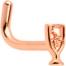 Load image into Gallery viewer, 18G 5/16 Rose Gold Tone New Years Champagne L Shaped Nose Ring