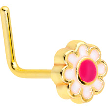 Load image into Gallery viewer, 22G 1/4 Gold Tone Spring Flower L Shaped Nose Ring