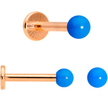 Load image into Gallery viewer, 16G 5/16 Rose Gold Tone Blue Glow Star Heart Labret Set of 3