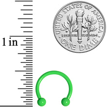 Load image into Gallery viewer, 16G 3/8 Green Glow in the Dark Horseshoe Curved Barbell Set