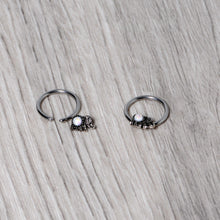 Load image into Gallery viewer, 14G 1/2 White Faux Opal Elephant BCR Captive Nipple Ring Set