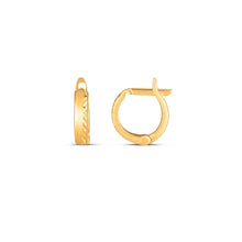 Load image into Gallery viewer, 14k Yellow Gold Textured Huggie Hoops(3x10mm)