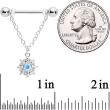 Load image into Gallery viewer, 14G 5/8 Aurora Gem Moon Sun Dangle Nipple Ring Set