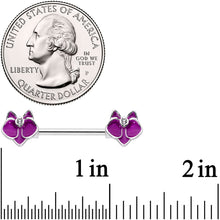 Load image into Gallery viewer, 14G 9/16 Clear Gem Purple Orchid Flower Barbell Nipple Ring Set