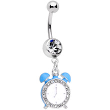 将图片加载到图库查看器,Clear Gem Light Blue Alarm Clock Dangle Belly Ring