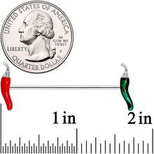 Load image into Gallery viewer, 14G Clear Gem Red Green Pepper Industrial Barbell 38mm