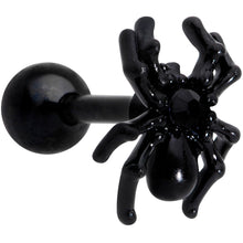 Load image into Gallery viewer, 16G 5/16 Black Spooky Halloween Spider Cartilage Earring