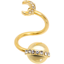 将图片加载到图库查看器,14G 1/2 Clear Gem Gold Tone Saturn Moon Spiral Twister Belly Ring