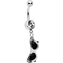 将图片加载到图库查看器,Clear Gem 50s Retro Summer Sunglasses Dangle Belly Ring