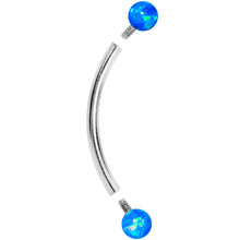 Load image into Gallery viewer, 16G 9/16 3mm Blue Synthetic Opal Curved Barbell