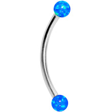 Load image into Gallery viewer, 16G 9/16 3mm Blue Synthetic Opal Curved Barbell