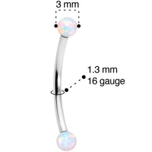 Load image into Gallery viewer, 16G 9/16 3mm White Synthetic Opal Curved Barbell