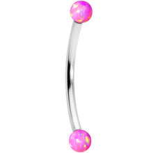 Load image into Gallery viewer, 16G 9/16 3mm Pink Synthetic Opal Curved Barbell