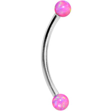 Load image into Gallery viewer, 16G 9/16 3mm Pink Synthetic Opal Curved Barbell