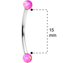 Load image into Gallery viewer, 16G 9/16 3mm Pink Synthetic Opal Curved Barbell