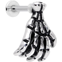 Load image into Gallery viewer, 16G 1/4 Spooky Skeleton Hand Halloween Labret Monroe Tragus