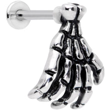 Load image into Gallery viewer, 16G 5/16 Spooky Skeleton Hand Halloween Labret Monroe Tragus