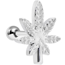 Load image into Gallery viewer, 16G 1/4 Textured Marijuana Pot Leaf Cartilage Tragus Earring