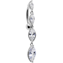 Load image into Gallery viewer, Clear CZ Gem Waterfall Dangle Top Mount Belly Ring