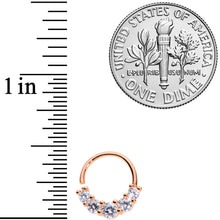 Load image into Gallery viewer, 16G 3/8 Clear CZ Gem Cluster Rose Gold Tone Closure Ring