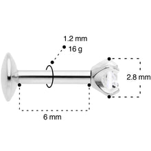 Load image into Gallery viewer, 16G 1/4 3mm CZ G23 Titanium Internally Threaded Labret
