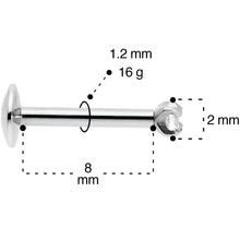 Load image into Gallery viewer, 16G 5/16 2mm CZ G23 Titanium Internally Threaded Labret