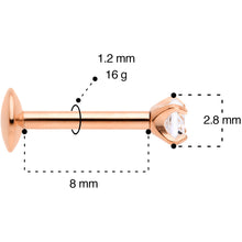 Load image into Gallery viewer, 16G 5/16 3mm CZ Rosy G23 Titanium Internally Threaded Labret