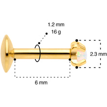 Load image into Gallery viewer, 16G 1/4 2mm Syn Opal Gold G23 Titanium Internal Thread Labret
