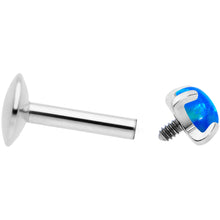 Load image into Gallery viewer, 16G 1/4 3mm Blue Syn Opal G23 Titanium Internal Thread Labret
