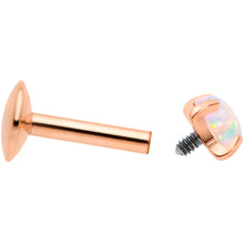Load image into Gallery viewer, 16G 1/4 3mm Syn Opal Rose Gold G23 Titanium Internal Thread Labret