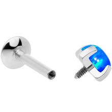 Load image into Gallery viewer, 16G 1/4 4mm Blue Syn Opal G23 Titanium Internal Thread Labret
