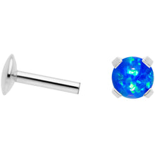 Load image into Gallery viewer, 16G 1/4 4mm Blue Syn Opal G23 Titanium Internal Thread Labret