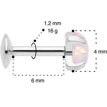 将图片加载到图库查看器,16G 1/4 4mm White Syn Opal G23 Titanium Internal Thread Labret