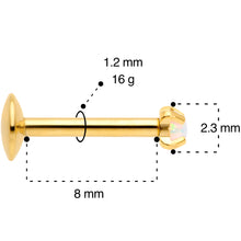 Load image into Gallery viewer, 16G 5/16 2mm Syn Opal Gold G23 Titanium Internal Thread Labret